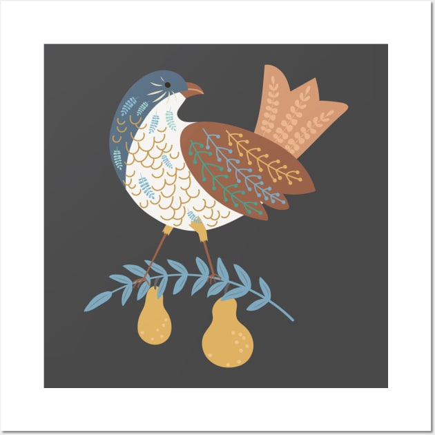 Folk Art Partridge and Pears Wall Art by SWON Design